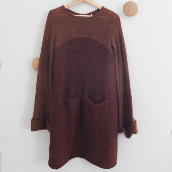 Free People Long Sleeve Color Blocked Rabbit Sweater Dress Size Small Petite S/P - Picture 1 of 7